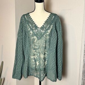 Torrid Green Lace Peasant Top - BRAND NEW with Tags!  - 1x